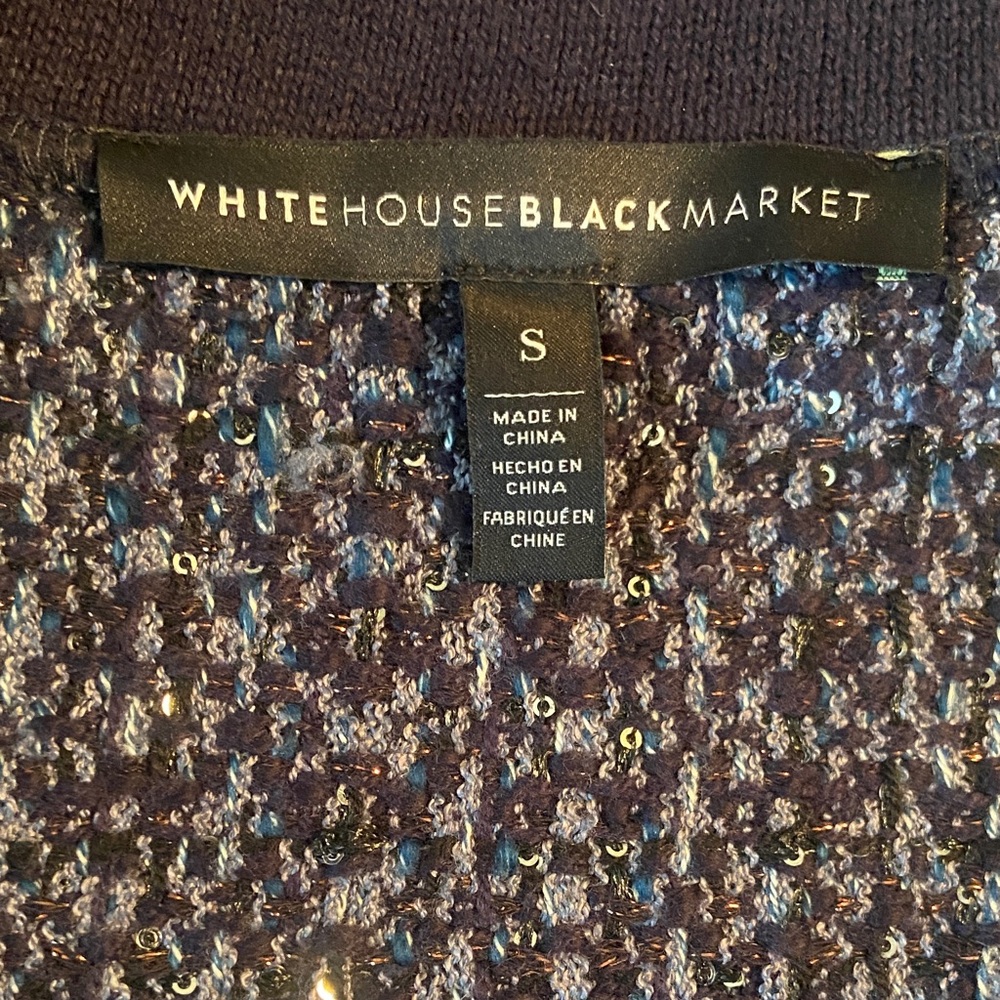 Sale! White House Black Market Stylishly Embellished Navy Tweed Blazer. Size S - Picture 10 of 16